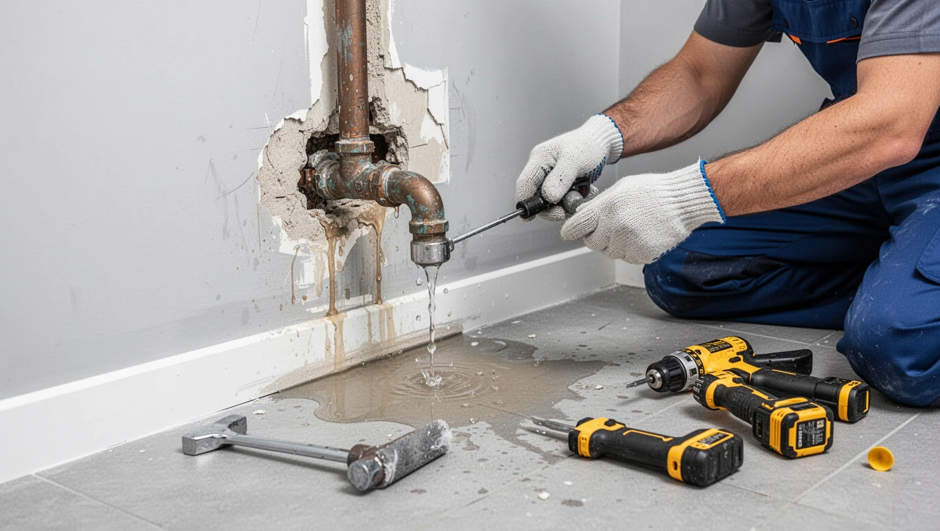 Leaking Pipe Water Damage Repair